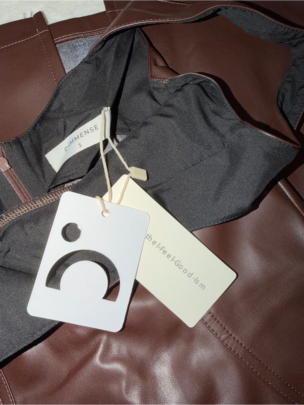 Commense Chocolate Brown Faux-Leather Midi Dress - Picture 7 of 7